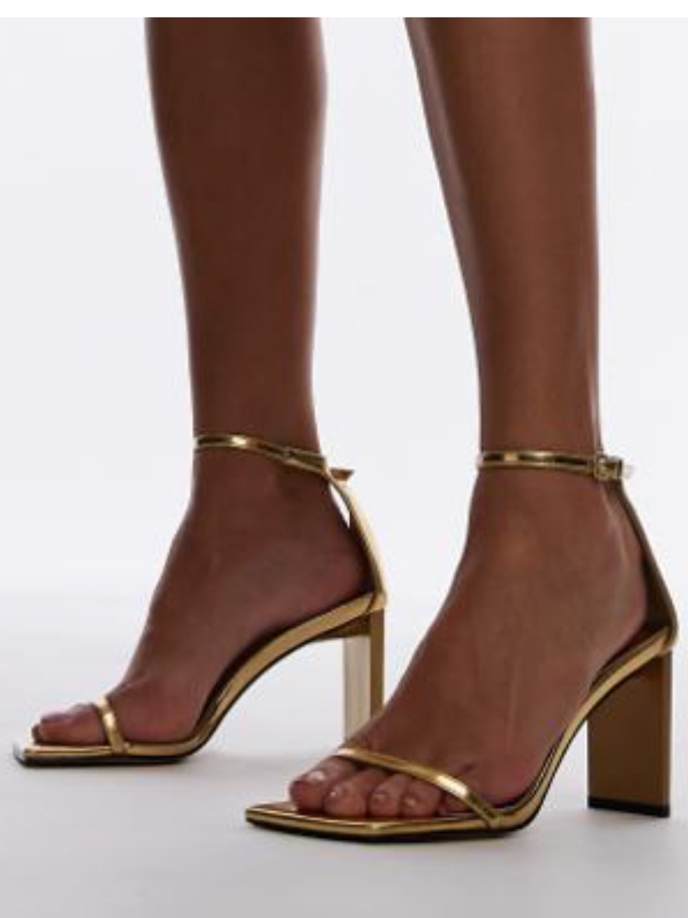 Topshop Gold Ankle-Strap Block Heel Sandals - Women (Gus 2)